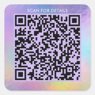 Sticker Carré Code QR pour les affaires personnelles violet holo