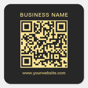 Sticker Carré Code QR professionnel personnalisé Modèle noir et 
