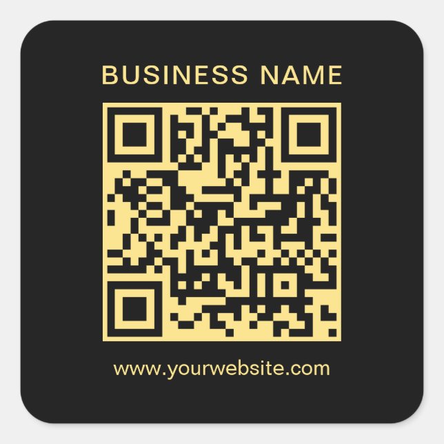 Sticker Carré Code QR professionnel personnalisé Modèle noir et  (Devant)