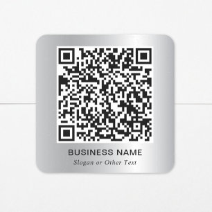Sticker Carré Code QR Promotionnel Argent Moderne