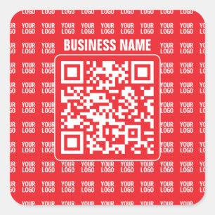 Sticker Carré Code QR promotionnel (modifiable) avec Motif Logo