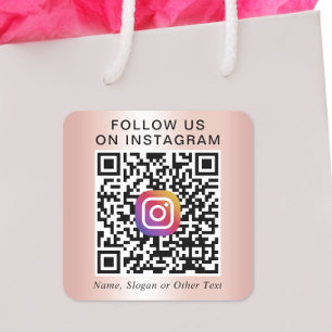 Sticker Carré Code QR Rose Gold 'Suivez-nous sur Instagram'