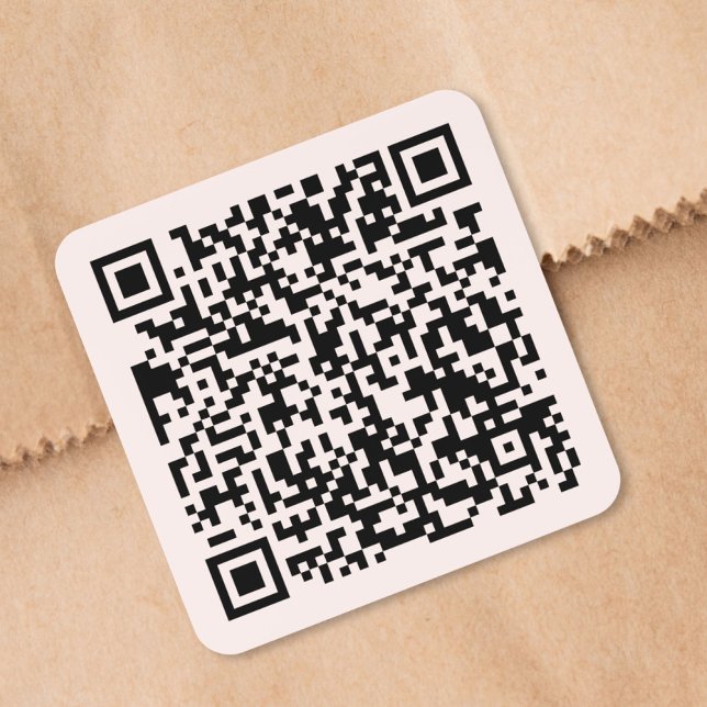 Sticker Carré Code QR Rose pour Site Web Personnalisé (Custom Website QR Code Pink Square Sticker)