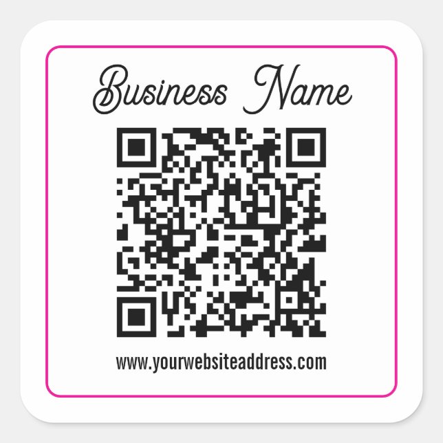 Sticker Carré Code QR scannable avec écriture manuscrite en scri (Devant)