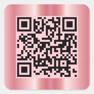 Sticker Carré Code QR scannable Elegant Rose Gold personnalisé