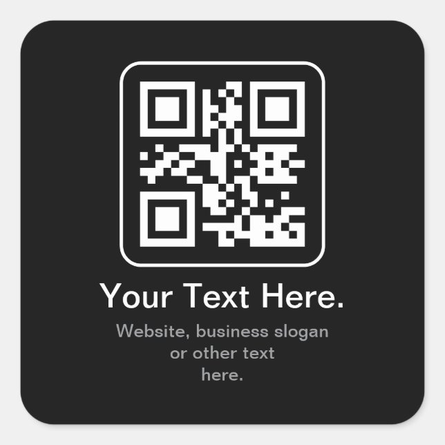 Sticker Carré Code QR scannable moderne | Noir Blanc & Gris (Devant)