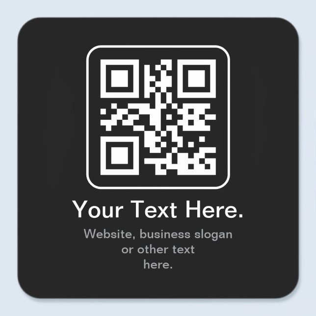 Sticker Carré Code QR scannable moderne | Noir Blanc & Gris (Créateur téléchargé)