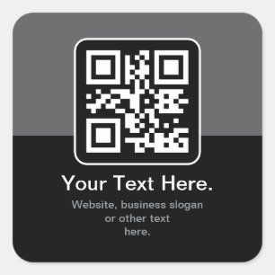 Sticker Carré Code QR scannable moderne Noir Gris & Blanc