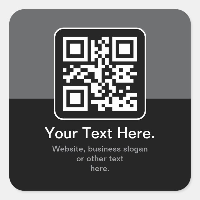 Sticker Carré Code QR scannable moderne | Noir Gris & Blanc (Devant)