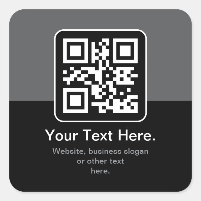 Sticker Carré Code QR scannable moderne | Noir Gris & Blanc (Devant)