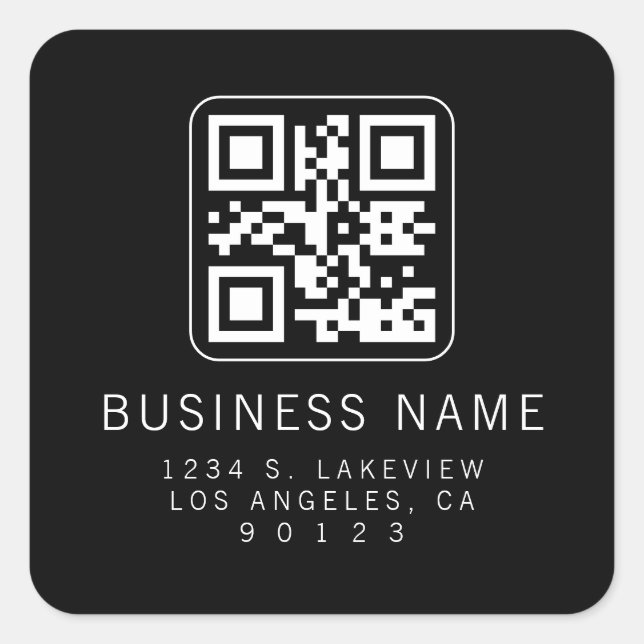 Sticker Carré Code QR scannable personnalisé | Adresse de retour (Devant)