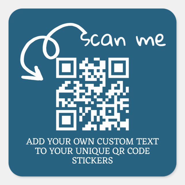 Sticker Carré Code QR unique site Web numérisable personnalisé (Devant)