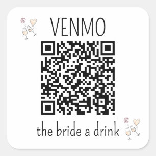 Sticker Carré Code QR VENMO Offrir un Verre à la Mariée Enterrem
