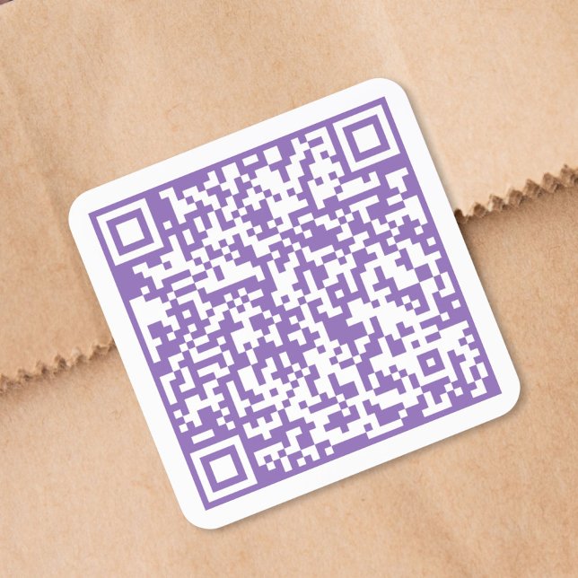 Sticker Carré Code QR Violet pour Site Web Personnalisé (Custom Website QR Code Purple Square Sticker)