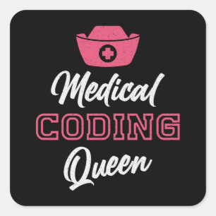 Sticker Carré Coder Médicale Coder Queen Coding Coder Coder prog