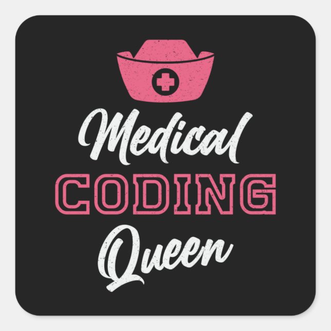 Sticker Carré Coder Médicale Coder Queen Coding Coder Coder prog (Devant)