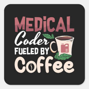 Sticker Carré Codeur Médicale Alimenté Par Le Programmeur De Cod