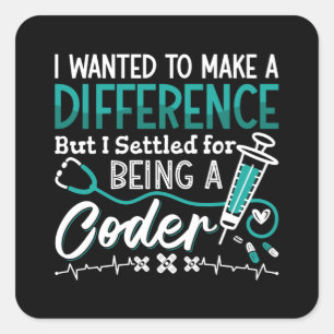Sticker Carré Codeur Médicale Étant Un Programmeur De Codage ICD