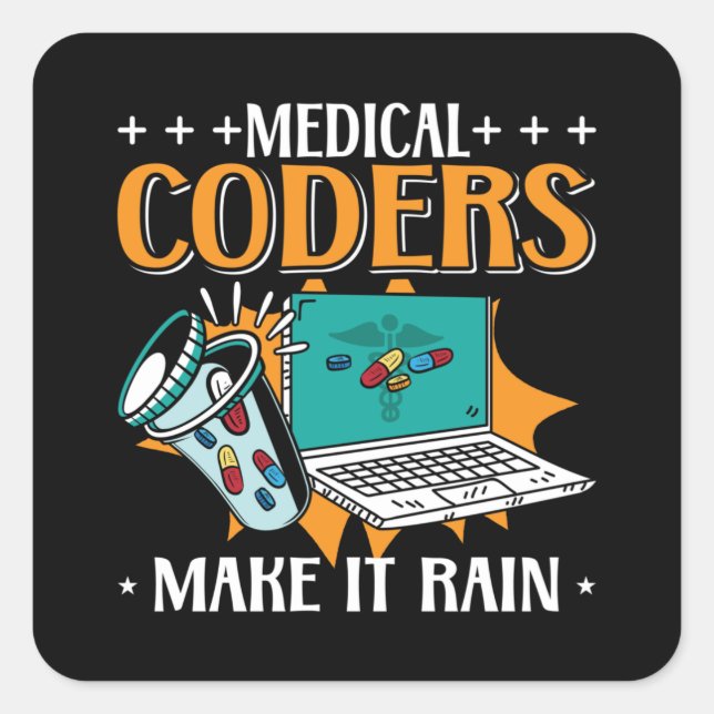 Sticker Carré Codeurs Médicales Rendre Pluie Codeur Médicale (Devant)