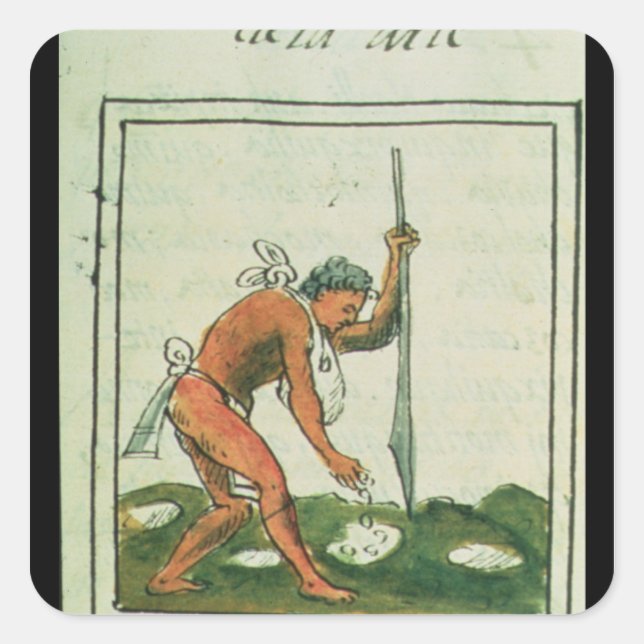 Sticker Carré Codex florentin par Bernardino de Sahagun (Devant)