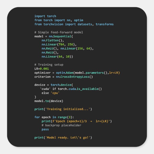 Sticker Carré Coding Humor - Developer Logic and Tech Life (Devant)