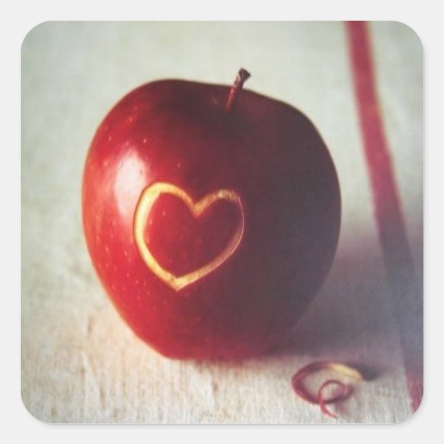 Sticker Carré Coeur Apple (Devant)