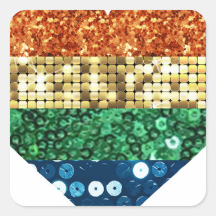 Sticker Carré coeur arc-en-ciel lgbt