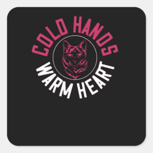 Sticker Carré Coeur chaud des mains froides