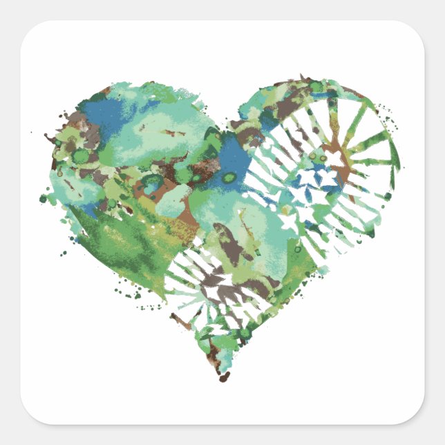 Sticker Carré coeur de démarrage (Devant)