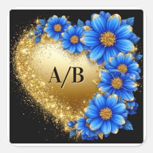 Sticker Carré 💖 Cœur de mariage en or floral pour cadeaux de ma
