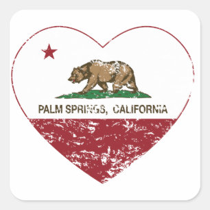 Sticker Carré coeur de Palm Spring de drapeau de la Californie