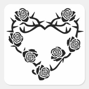 Sticker Carré Cœur de roses et d'épines