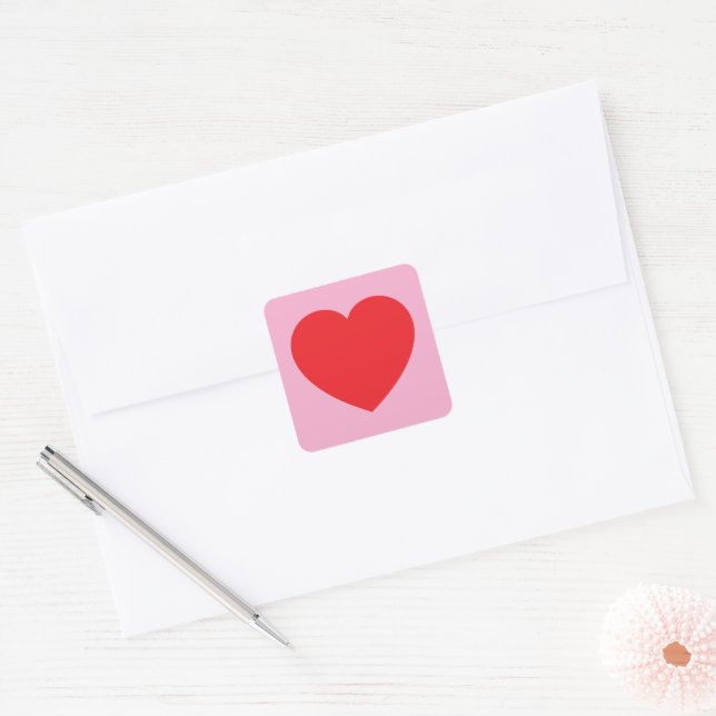 Sticker Carré Coeur des Valentines rouges (Enveloppe)