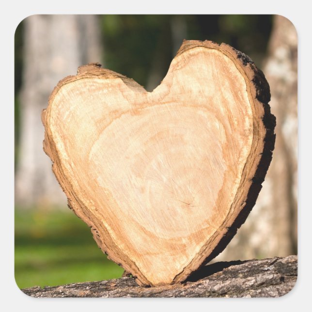 Sticker Carré coeur en bois (Devant)