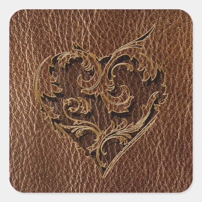 Sticker Carré Coeur en cuir (Devant)
