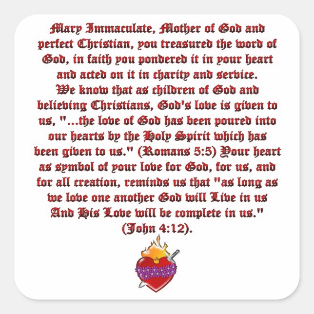 Sticker Carré Coeur immaculé de Marie (Devant)