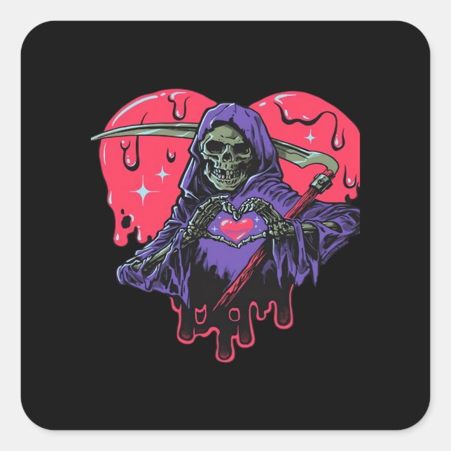 Sticker Carré Coeur Mains Reaper Classique (Devant)