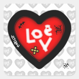 Sticker Carré Cœur meurtri v2