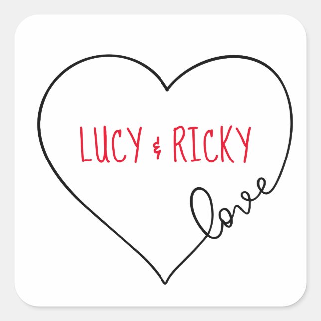 Sticker Carré Coeur mignon (Devant)