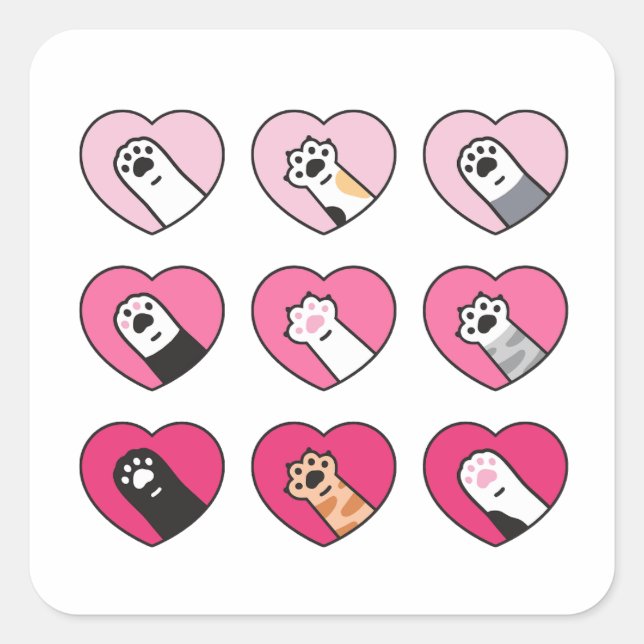 STICKER CARRÉ COEUR PAWSIQUE (Devant)