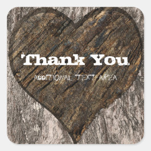 Sticker Carré Coeur sculpté arbre tronc écorce Mariage rustique