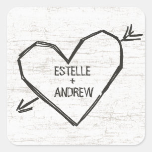 Sticker Carré Coeur sculpté avec des noms