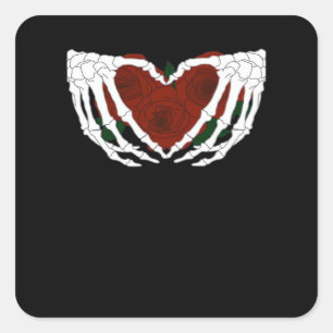 Sticker Carré Coeur squelettique