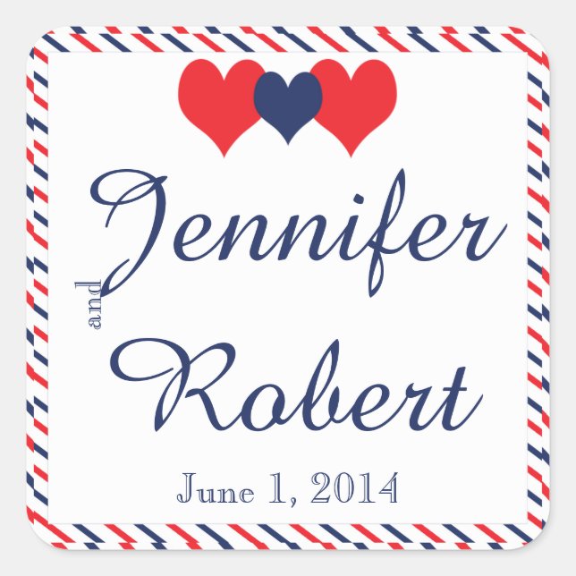 Sticker Carré Coeurs americana épousant le joint d'enveloppe (Devant)