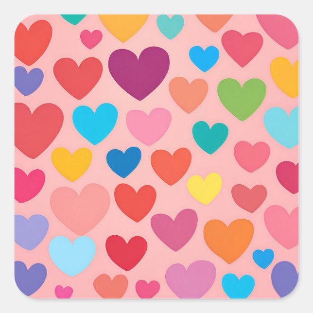 Sticker Carré Coeurs de la Saint Valentin (Devant)