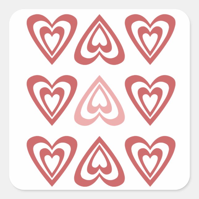 Sticker Carré Cœurs de la Saint-Valentin mignons – Conception d' (Devant)