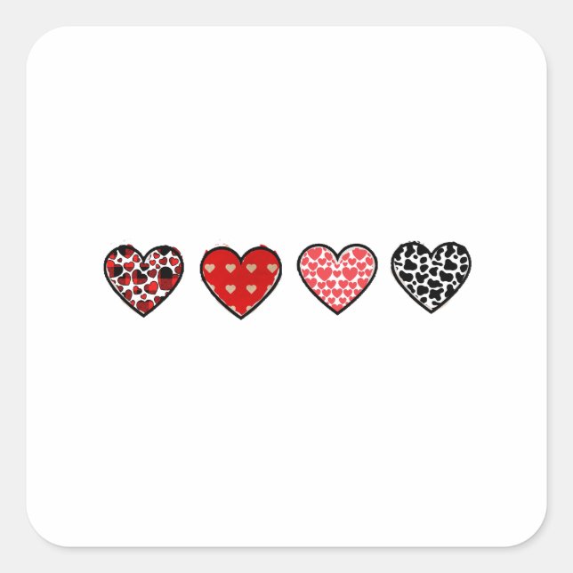Sticker Carré cœurs de la Saint-Valentin minimaux / « joli motif (Devant)