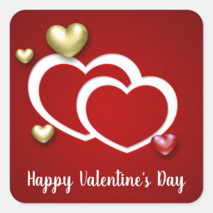 Sticker Carré Coeurs de la Saint Valentin Rouge moderne