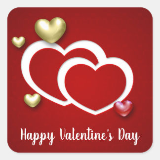 Sticker Carré Coeurs de la Saint Valentin Rouge moderne