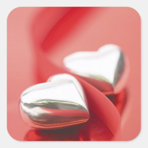 Sticker Carré Coeurs de ruban